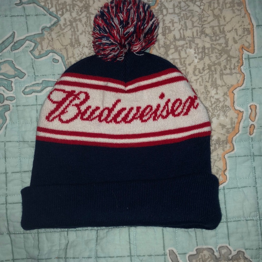 Urban Outfitters- Budweiser Winter Hat with pom